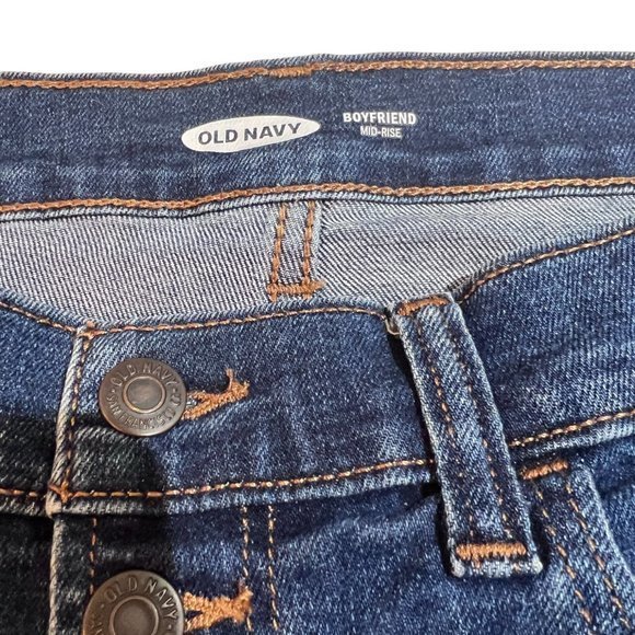 Women's Old Navy Blue Denim Mid-Rise Button-Fly Boyfriend Shorts Size 0 - Picture 4 of 4